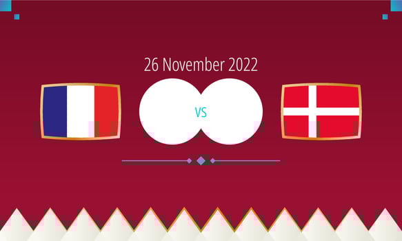 France vs Denmark football match, international soccer competition 2022. vector