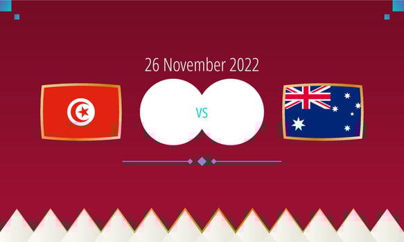 Tunisia vs Australia football match, international soccer competition 2022. vector