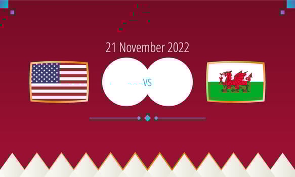 United States vs Wales football match, international soccer competition 2022. vector