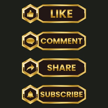 Subscribe share like and comment button vector