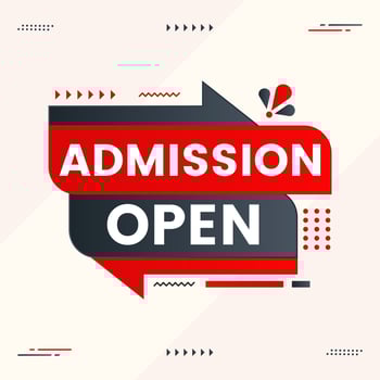 admission open sticker or label design for poster and banners vector