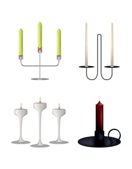 Collection of Candles and Candlesticks vector