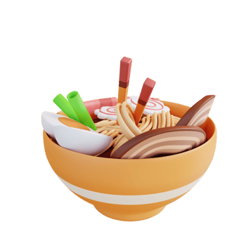 3D illustration ramen soup png