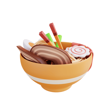3D illustration ramen soup png