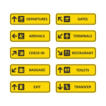 Airport Signage Labels Collection vector