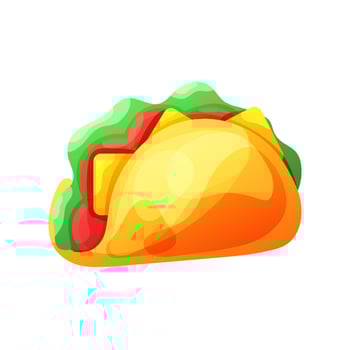 Vegan Taco with vegetables, cheese and tortilla. Traditional mexican food. Vector illustration