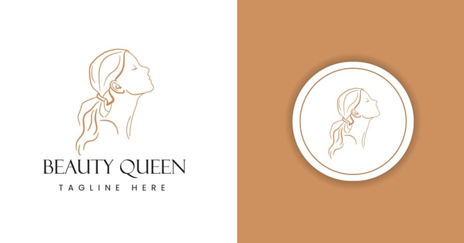 minimalistic linear style Feminine beauty woman head logo brand elements template, female face illustration for beauty fashion spa prints, jewelry store,  organic cosmetics Free Vector