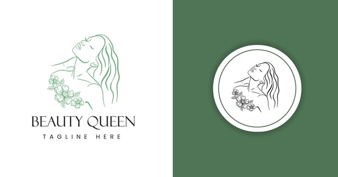 minimalistic linear style Feminine beauty woman head logo brand elements template, female face illustration for beauty fashion spa prints, jewelry store,  organic cosmetics Free Vector