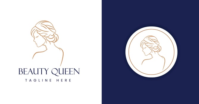 minimalistic linear style Feminine beauty woman head logo brand elements template, female face illustration for beauty fashion spa prints, jewelry store,  organic cosmetics Free Vector