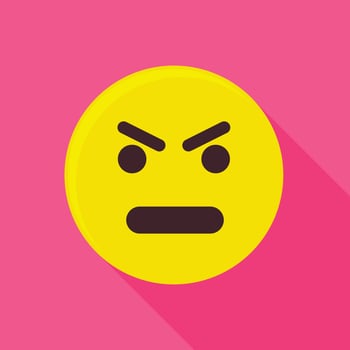 Angry emoticon icon, flat style vector