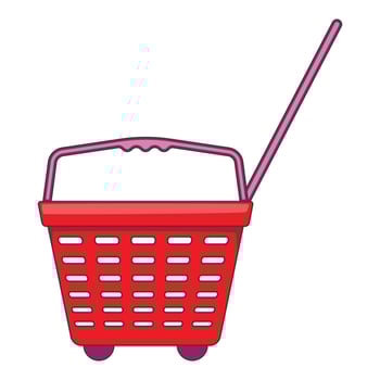 Shop basket with wheels icon, cartoon style vector