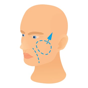 Cheek plastic correction icon, cartoon style vector