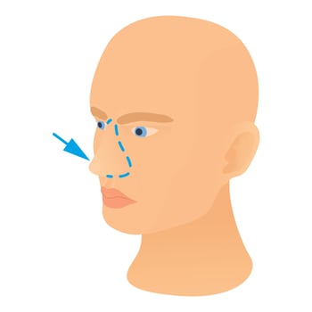 Nose plastic correction icon, cartoon style vector