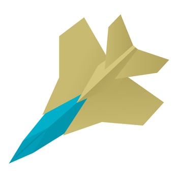 Origami aircraft icon, cartoon style vector