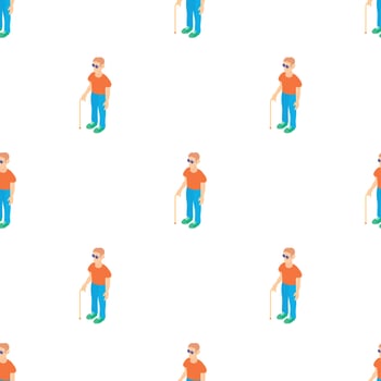 Blind man with a cane pattern seamless vector
