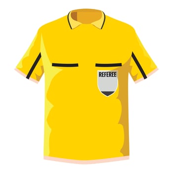 Yellow soccer referee shirt icon, cartoon style vector