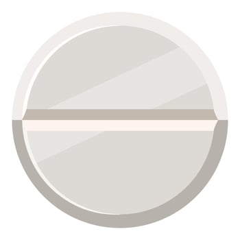 Round medicine pill icon, cartoon style vector