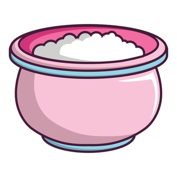 Pink witches cauldron icon, cartoon style vector