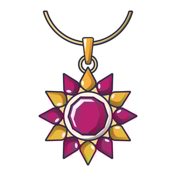 Ruby necklace icon, cartoon style vector