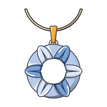 Blue necklace icon, cartoon style vector