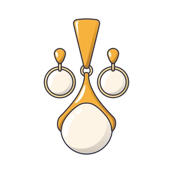 Pearl earrings icon, cartoon style vector
