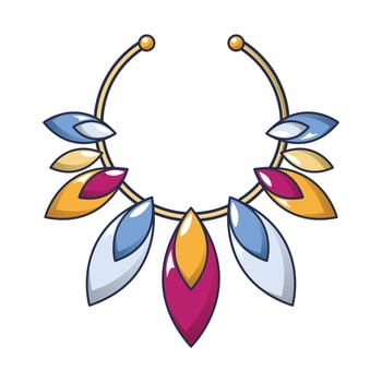 Gemstone necklace icon, cartoon style vector