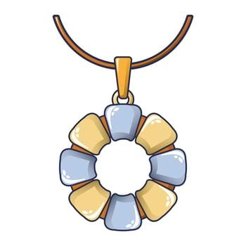 Flower necklace icon, cartoon style vector