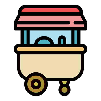 Pushcart food street icon color outline vector