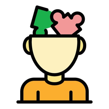 Puzzles in a human head icon color outline vector