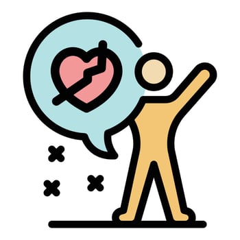 Broken heart chat bubble icon color outline vector