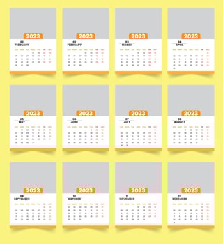 2023 new year clean calendar template vector