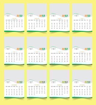 2023 new year clean calendar template vector