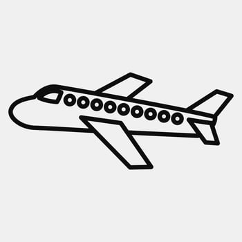 Icon airplane. Transportation elements. Icons in line style. Good for prints, posters, logo, sign, advertisement, etc. vector