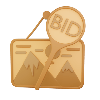 Auction plate bid with picture icon 3D illustration png