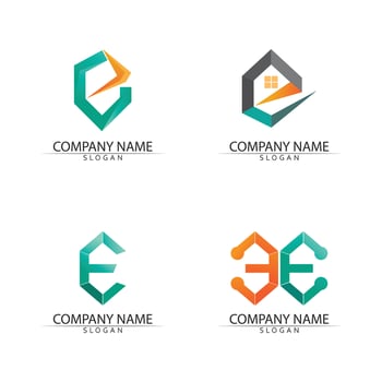 letter E logo design and font E vector concept symbol
