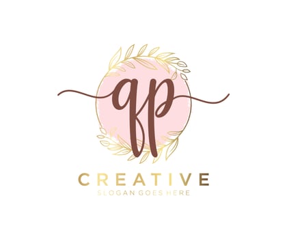 Initial QP feminine logo. Usable for Nature, Salon, Spa, Cosmetic and Beauty Logos. Flat Vector Logo Design Template Element.