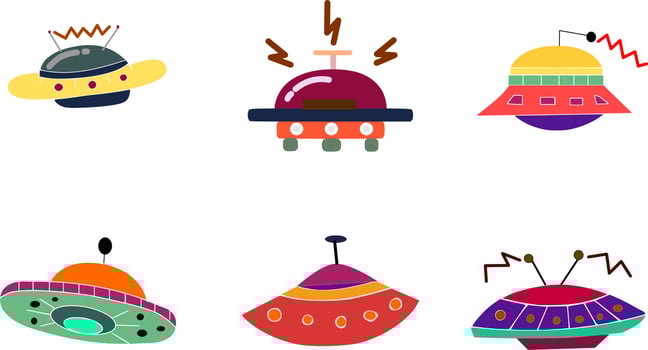 UFO ICON ILLUSTRATION, ALIEN AIRCRAFT ICON DESIGN ILLUSTRATION vector