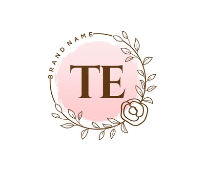 Initial TE feminine logo. Usable for Nature, Salon, Spa, Cosmetic and Beauty Logos. Flat Vector Logo Design Template Element.