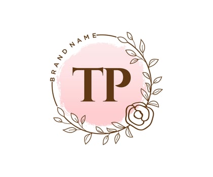 Initial TP feminine logo. Usable for Nature, Salon, Spa, Cosmetic and Beauty Logos. Flat Vector Logo Design Template Element.