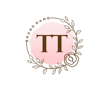 Initial TT feminine logo. Usable for Nature, Salon, Spa, Cosmetic and Beauty Logos. Flat Vector Logo Design Template Element.