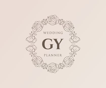 GY Initials letter Wedding monogram logos collection, hand drawn modern minimalistic and floral templates for Invitation cards, Save the Date, elegant identity for restaurant, boutique, cafe in vector