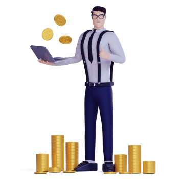 3d business man success good coin png