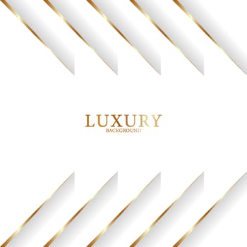 Abstract modern geometric white background. Paper cut style with golden lines. Luxury concept. vector