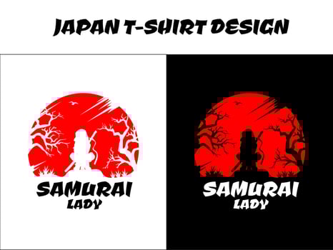 silhouette japan female samurai vector for design t shirt concept, urban samurai, silhouette samurai, Japanese t-shirt design, Japanese theme design, Samurai Vector Illustration