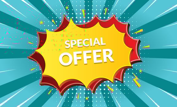 special offer background with blue bright vector