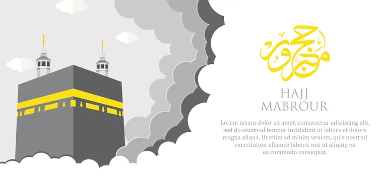 hajj background in paper cut style vector