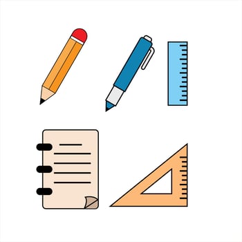 set of stationary ilustracion vector for office or school