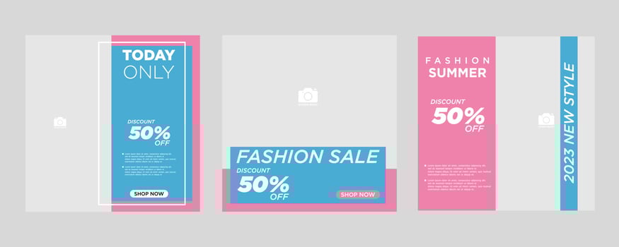 Editable minimal square banner template set. Suitable for social media post and internet advertising web.banner fashion style vector