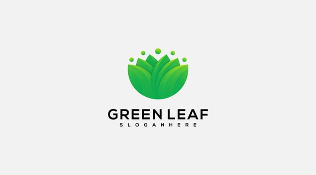 green lotus leaves effect logo design illustration vector