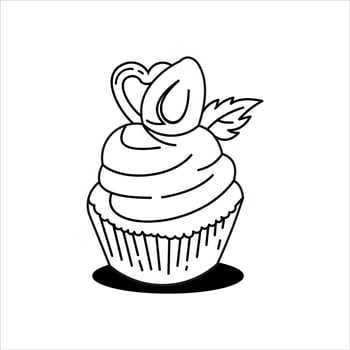 cupcake line art coloring book element vector